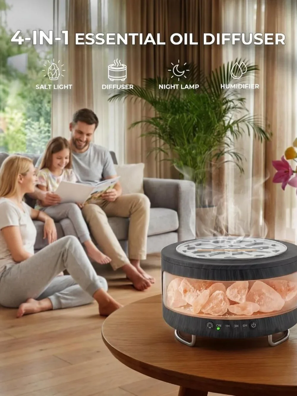 Essential Oil Diffuser & Himalayan Salt Lamp Combo - Aromatherapy Home Decor